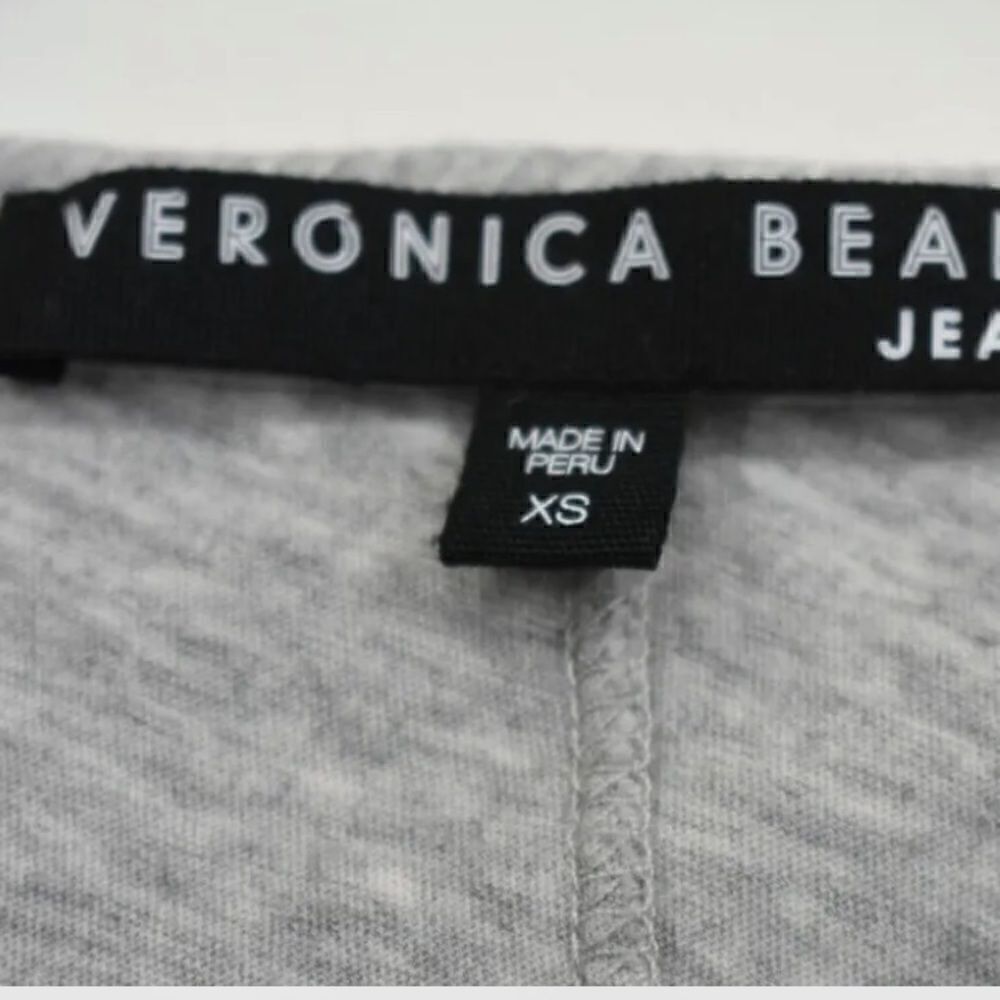Veronica Beard Womens Cindy V Neck T Shirt Sleeves Heather Grey Cotton NWT - Picture 5 of 5